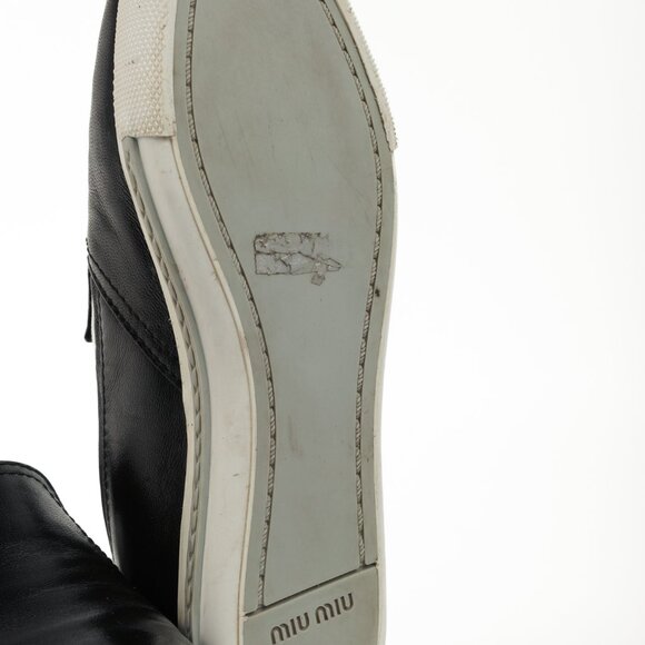 Miu Miu Black Metal-Cap-Toe Slip-On Sneakers - Picture 6 of 12